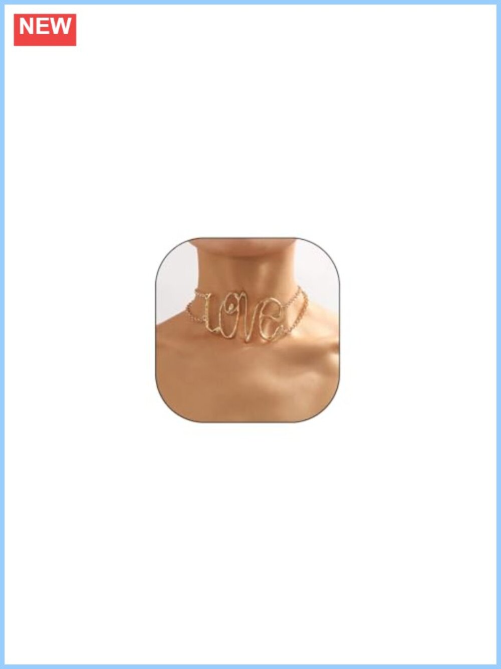 Gold Plated Chunky Love Letter Choker Necklace for Women Adjustable Hip Hop